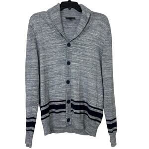 Express Shawl Collar Cardigan Sweater Gray Blue Stripe Men’s Medium